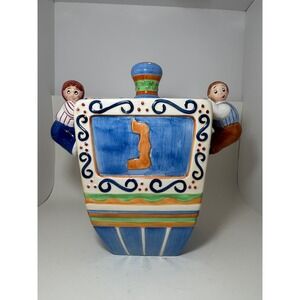 Lotus 1999 Handcrafted Ceramic Dreidel Cookie Jar Hanukkah Holiday Decor Large